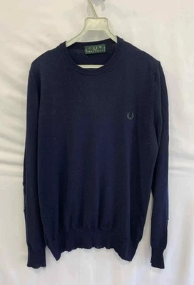 Fred Perry Men’s Navy Blue Merino Wool Crewneck Sweater Made in Italy Size XL#18 - Image 1 of 4