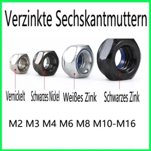 Selbstsichernde Muttern DIN985 Galvanisch Verzinkt Sechskant Stoppmuttern M2-M16 - Picture 1 of 38