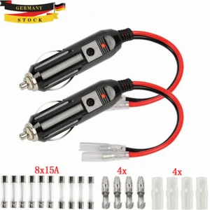 2x KFZ Auto Zigarettenanzünder-Stecker Zigaretten-Anzünder Sicherung 12V 24V 15A - Bild 1 von 8