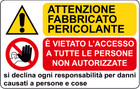 ADESIVO segnaletica ATTENZIONE FABBRICATO PERICOLANTE 200x300 mm