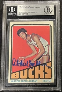 KAREEM ABDUL-JABBAR SIGNED 1972 TOPPS CARD BECKETT GEM MINT AUTHENTICATED 633 - Picture 1 of 2