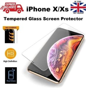 For iPhone X Xs 10s Screen Protector REAL Glass 9H Hardness Full Screen Coverage - Picture 1 of 10