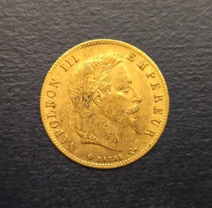 Moneda de oro de 5 francos 1866-BB UNC emperador Napoleón III bonita gema clásica francesa como nueva - Imagen 1 de 2