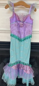 Disney Store Ariel Costume Dress 7 8 Mermaid Princess Gown Sequin Singing Shell - Picture 1 of 5
