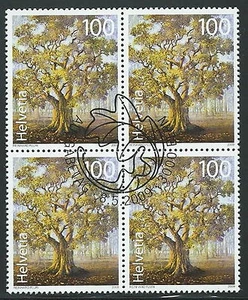 2009 SVIZZERA USATO ALBERI 100 CENT QUARTINA ANNULLO FDC - Foto 1 di 1