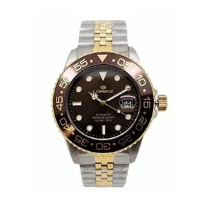 Orologio Uomo Automatico LORENZ LZ28196HH Acciaio Bicolore Fondo Marrone Data - Picture 1 of 2