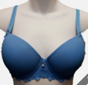 Sujetador Camiseta Cybele by Naturana Azul Con Aros Moldeado Copas Suas y Espalda de Encaje - Imagen 1 de 2