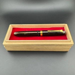 Pluma Estilográfica Ban-Ei Black Sparkle Urushi Cuentagotas Oro 14K F Nuevo en Caja con Caja - Imagen 1 de 13