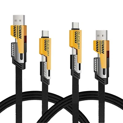 4-in-1 USB-C Fast Charging Cable 65W for iPhone MacBook Samsung Laptop 5FT 2-Pac - Image 1 of 4