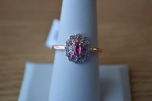 Anello 0,75 ct Premium Mahenge rosa spinello / multi gemma 18 carati RG su argento fine taglia 8 - Foto 1 di 15