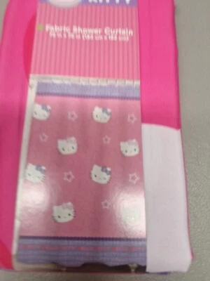 New Hello Kitty by Sanrio Fabric Shower Curtain 72" x 72"  Stars Pink Purple Kid - Image 1 of 3