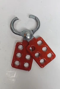 LOTO Hasp Safety Lockout Tagout Red Vinyl Coat 6-hole - Excellent Condition ** - Picture 1 of 2