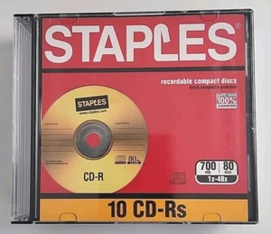Staples 10 Blank CD-Rs Recordable Compact Discs in Cases 48x speed 80 min 700 MB - Picture 1 of 4