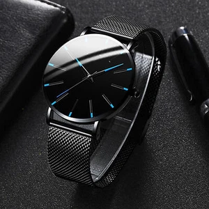 Men's Watch Stainless Steel Ultra Thin Classic Business Wristwatch - Picture 1 of 10