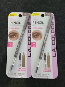 New with box - 2 Medium Brow Pencil Spoolie Included C68633 L.A. Colors - Picture 1 of 1
