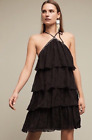 New  Anthropologie St. Roche Vasta Tiered Halter Dress Black W/Dots Sz S $398
