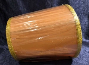 Vintage 50's+; Peach+Gold M-Size DRUM-Style Lampshade in Cello 9-IN Metal-Frame - Bild 1 von 12