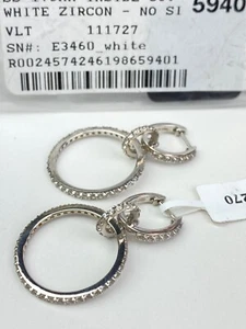 Sterling Silver & Clear Zircon "Inside Out" Hoop earrings - 1-1/2" / 5.3g - Picture 1 of 11