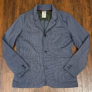 RELWEN Blazer Jacket Men Sz L Charcoal Fyweight Flex Pinstriped Utility Work - Picture 1 of 9