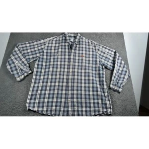 Carhartt Herren Karo Button Down Hemd Freizeit Arbeitskleidung Baumwolle Flanell Navy 2XLT - Bild 1 von 10