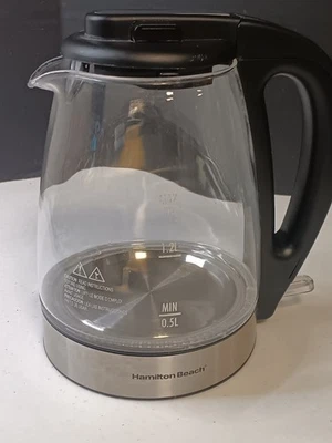 Hamilton Beach 1.7L Illuminated Glass Kettle - 40869. GLASS KETTLE ONLY - Image 1 of 4