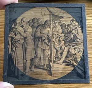 VINTAGE ANTIQUE MAGIC LANTERN SLIDE : BIBLICAL OLD TESTAMENT SCENE - Picture 1 of 2