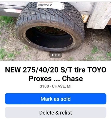 $100 Se enviará FedEx... P275/40R20 Toyo Nuevo Proxes 275/40/200... Michigan  Foto 1 de 4