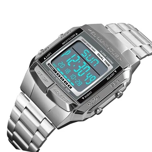 1381 Wasserdicht Sport-Freizeit Herrenuhr Silber Analog-Digital Doppelzeit - Bild 1 von 5