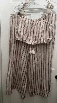 Tory Burch Mujer Dos Piezas Rayas 100% Lino Talla XL Foto 1 de 4