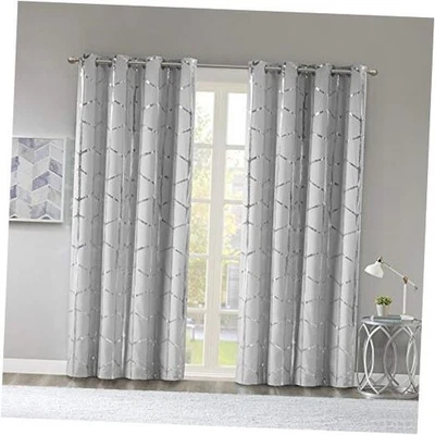  Estampado Metálico Raina Total Blackout 50"W x 84"L (Pack de 1) Gris/Plateado Foto 1 de 4