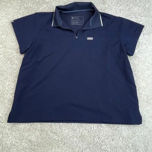 Figs Hope Polo Scrub Top Navy Blue Womens Medium - Picture 1 of 6