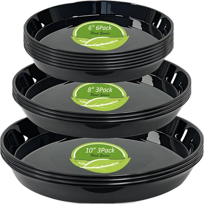 12 Pack Plant Saucer Tray, 6 8 10 Inch Plant Saucers for Indoor Outdoor, Heavy S - Image 1 of 4