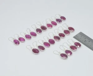 WHOLESALE 11PC 925 STERLING CUT Simulated Ruby HOOK EARRING LOT v353 - Picture 1 of 1