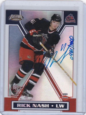2002 2002-03 Pacific Exclusive Auto Rookie #196 Rick Nash 0481/1000 BLUE JACKETS - Image 1 of 2