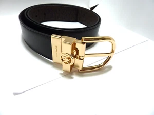 Nuevo MICHAEL KORS MK LOGO REVERSIBLE Cinturón Marrón/Negro Color MK Logo Dije 45"" - Imagen 1 de 4