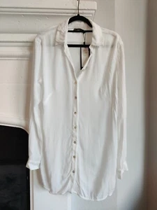 Vix Paula Hermanny Swim Mila Cotton Cover Up Shirt White S SMALL New With Tags - Picture 1 of 5
