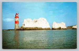 Postkarte Die Nadeln Felsen und Leuchtturm Chrom Vintage UNP - Bild 1 von 2