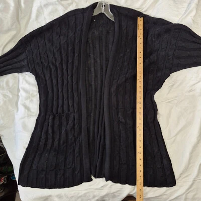 ESKANDAR CARDIGÃ LONGO SUÉTER MALHA CABO 100% LINHO EMBOLSADO Tamanho 1 PRETO - Imagem 1 de 4