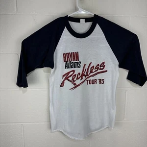 Vintage Bryan Adams Medium Raglan 1985 Reckless Band Shirt World Wide In 85 - Picture 1 of 22