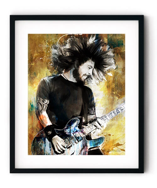 Dave Grohl Wall Art, Dave Grohl Print, Grohl Guitar Art Print, Grohl Art Print - Image 1 of 3