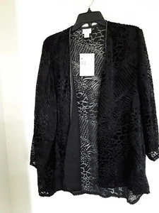 JACLYN SMITH LADIES 2X VELVET W/SHEER CUT-OUT FLORAL OPEN TOP-L-BLACK-NWT - Picture 1 of 3