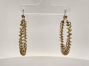 12k Gold Filled Spiral 1-1/4" High Hoop Earrings 5.3 Grams - Picture 1 of 13