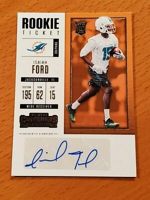 2017 Contenders Rookie Auto #136 Isaiah Ford Dolphins WR - Image 1 of 2