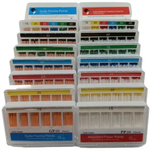 Dental Root Canal Absorbent Paper Points Color Coded Taper .04 #15-40 - Picture 1 of 35