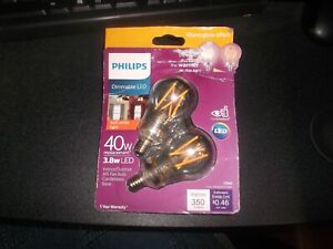 2 Philips A15 Indoor/Outdoor LED E17 Base Bulb Soft White Warm Glow 40W 40 Watt