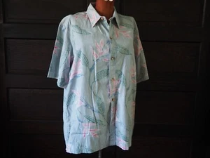 VTG Cooke Street Honolulu USA Hawaiian Floral Blue Green Button Shirt Mens Sz XL - Picture 1 of 10