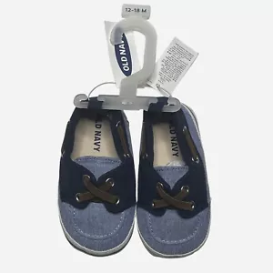 Old Navy Chambray/Navy Boat Shoes Baby 12-18 Months (22-27 Lbs) NEW - Picture 1 of 6