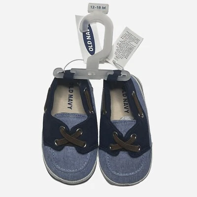 Old Navy Chambray/Navy Boat Shoes Baby 12-18 Months (22-27 Lbs) NEW - Image 1 of 4