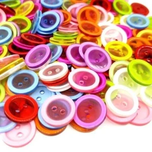 50 piezas 15 mm redondo 2 agujeros botones de resina respaldo plano ropa para niños costura - Imagen 1 de 1