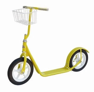 Scooter infantil 12" - amarillo brillante - Bicicleta con pie para niños con cesta y freno Foto 1 de 3